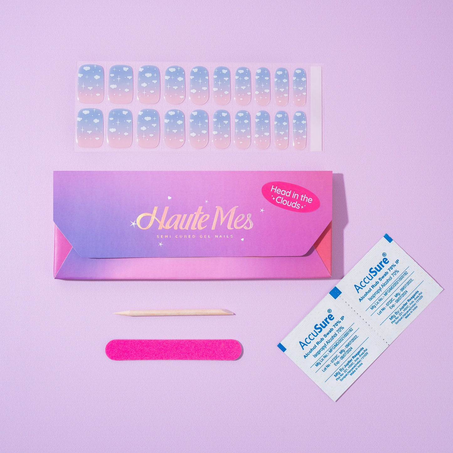 Head in the Clouds Semi-Cured Gel Nail Stickers | Pastel Cloud Nails | Haute Mes India