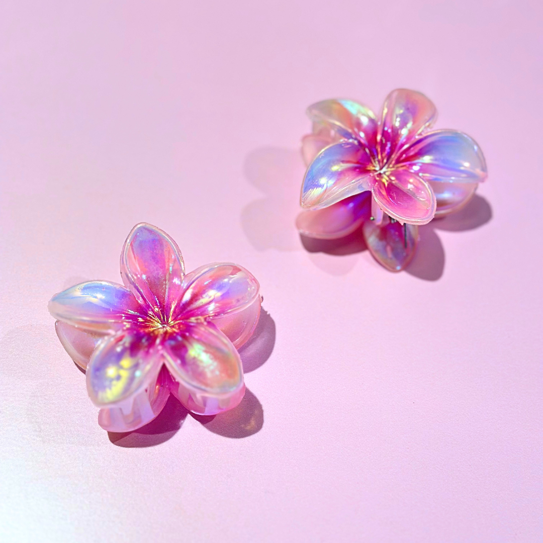 Holographic Flower Claw Clip