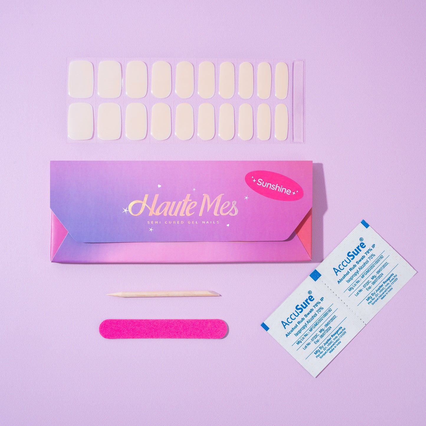 Sunshine Semi-Cured Gel Nail Stickers | Shimmer Two-Tone Nails | Haute Mes India