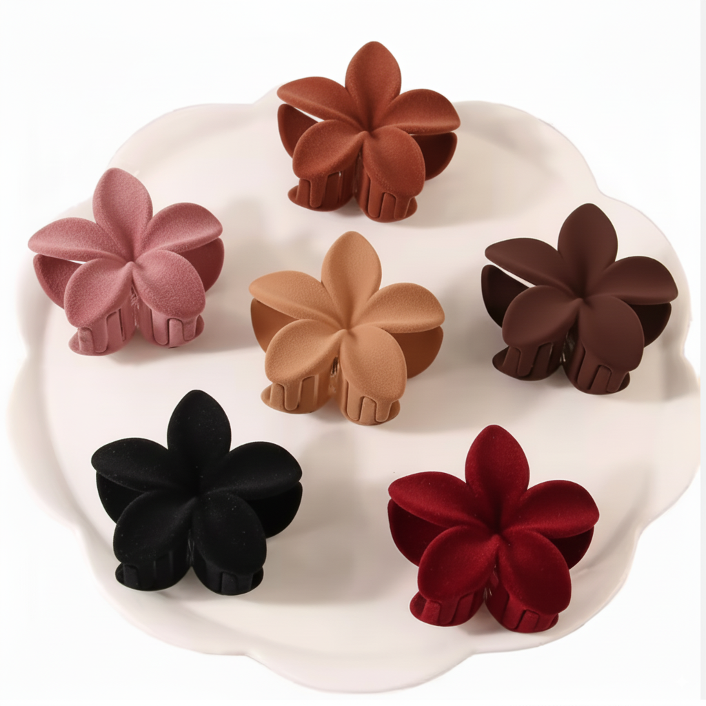 Velvet Flower Hair Claw Clip