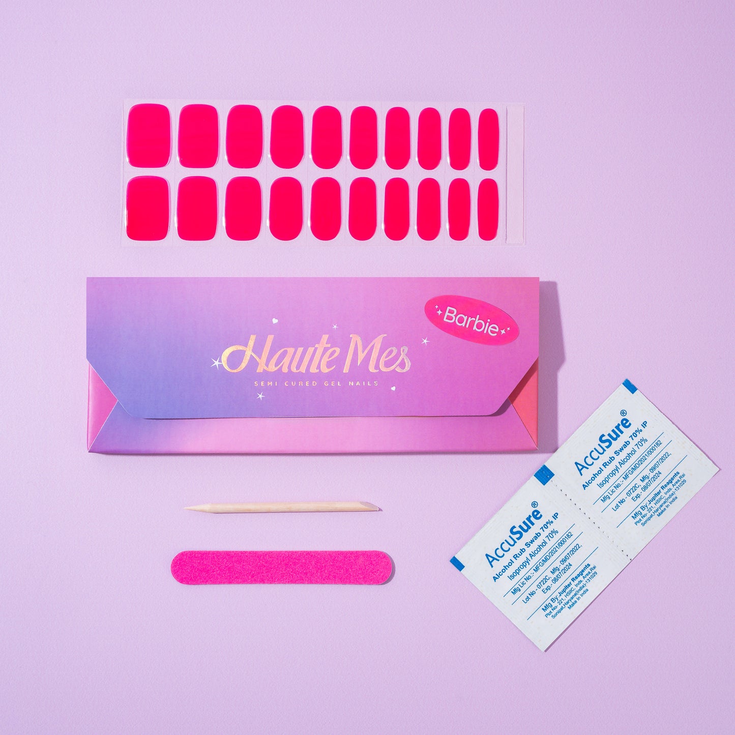 Barbie Semi-Cured Gel Nail Stickers | Hot Pink Nails | Haute Mes India