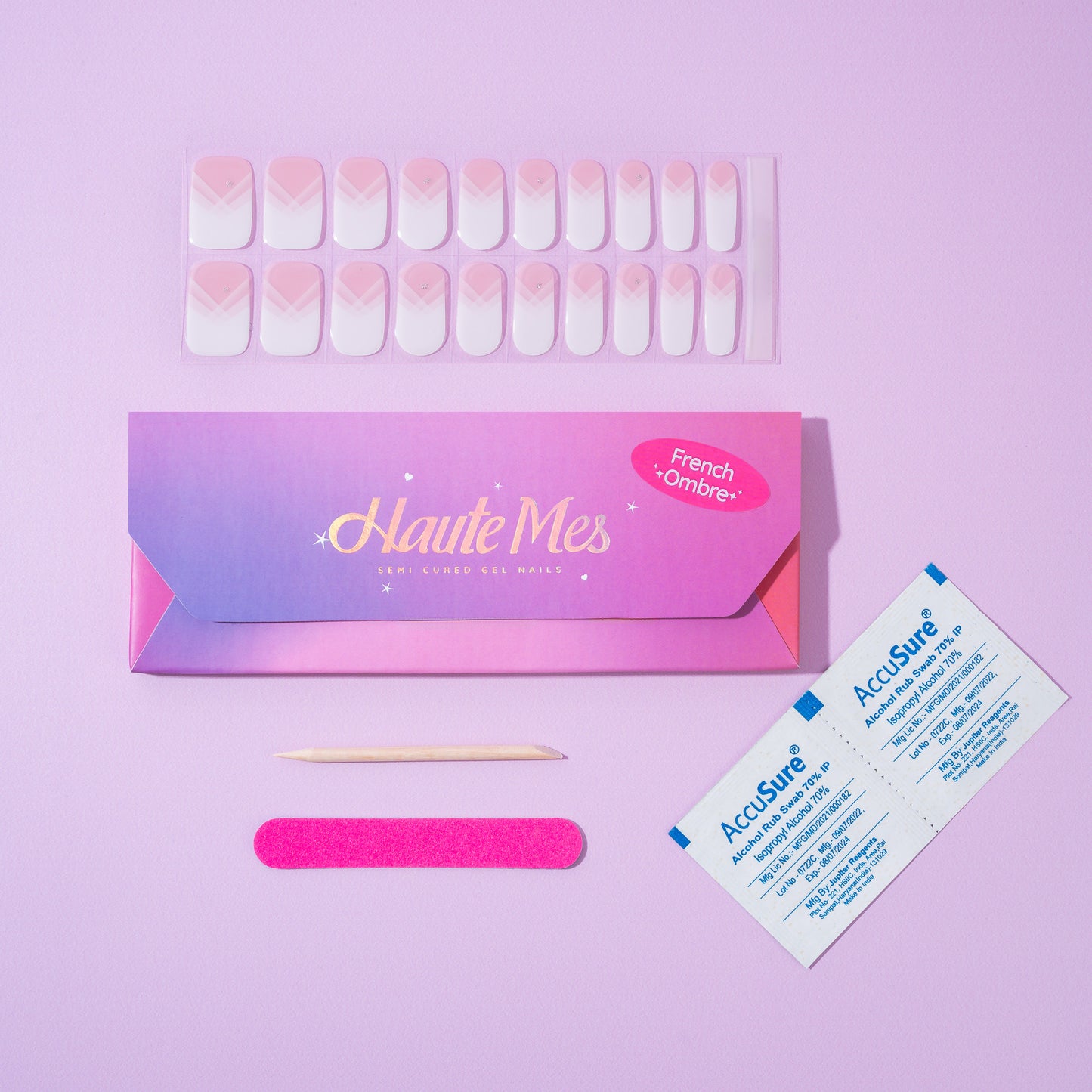 French Ombre Semi-Cured Gel Nail Stickers | French Manicure at Home | Haute Mes India