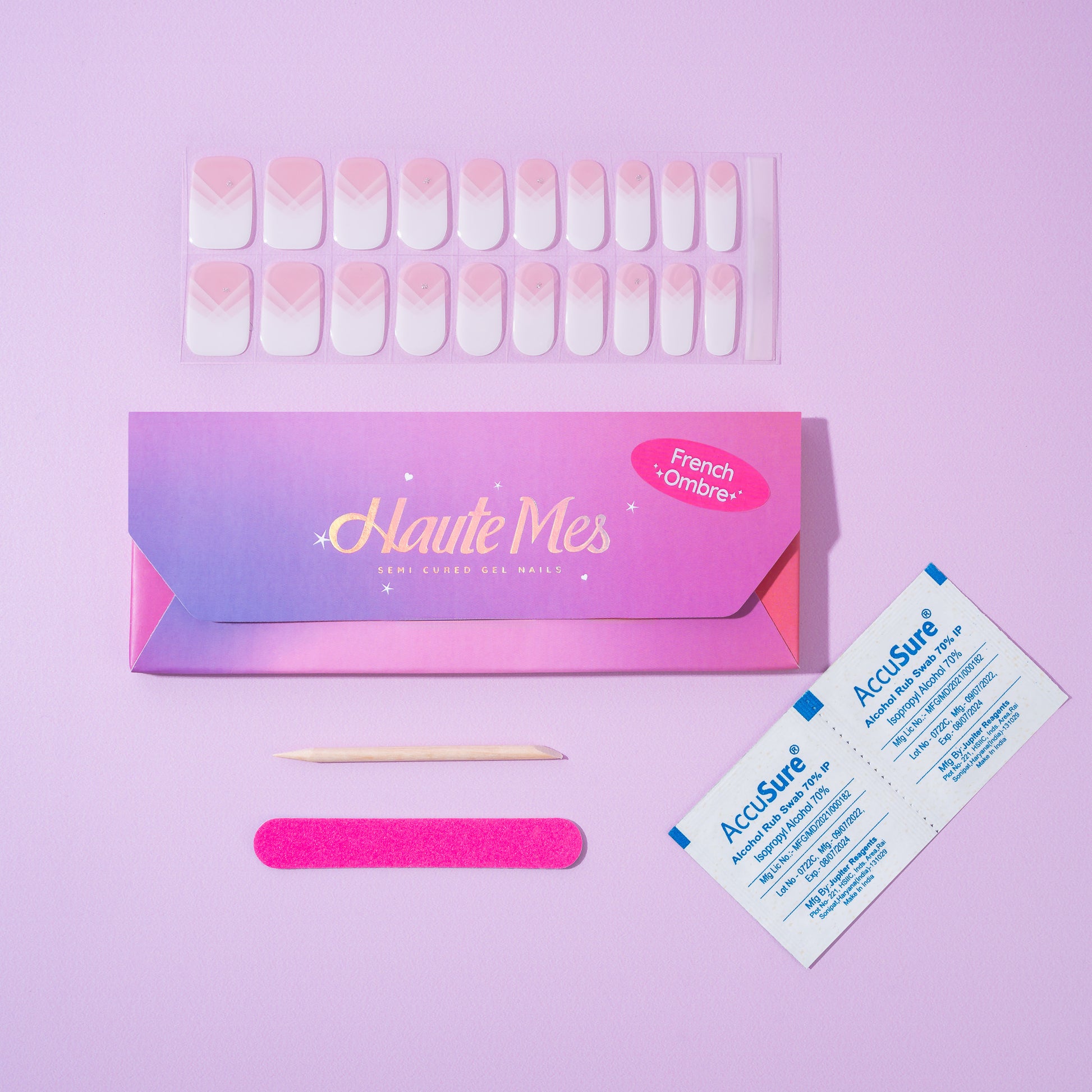 French Ombre Semi-Cured Gel Nail Stickers | French Manicure at Home | Haute Mes India