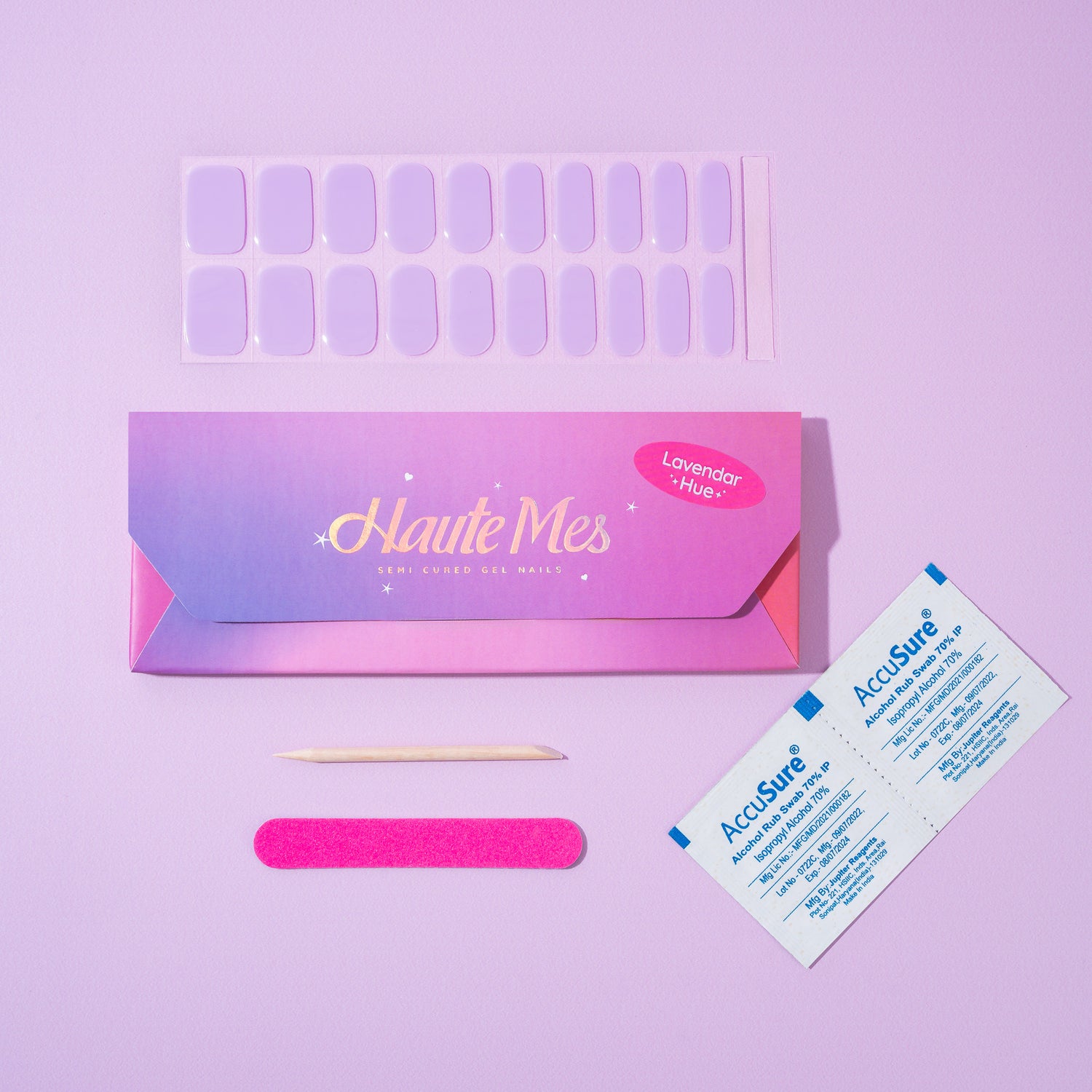 Lavender Hue Semi-Cured Gel Nail Stickers | Purple Pastel Nails | Haute Mes India