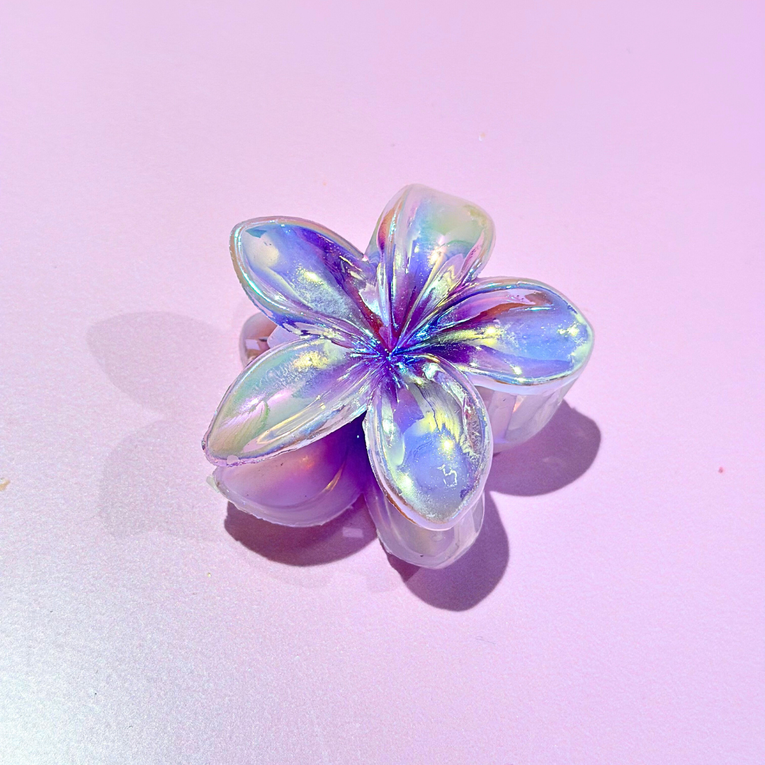 Holographic Flower Claw Clip | Viral Iridescent Hair Clips India | Haute Mes