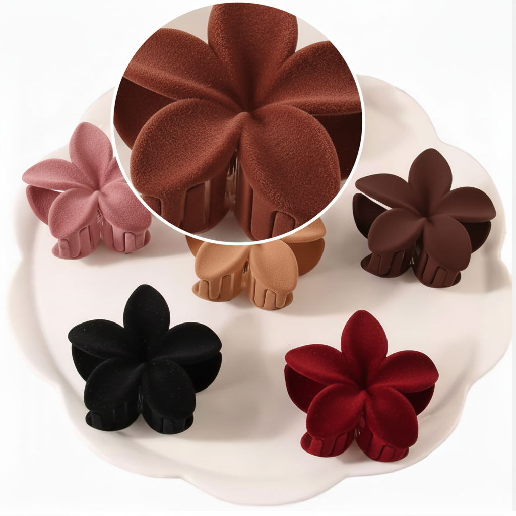 Velvet Flower Hair Claw Clip India - Haute Mes